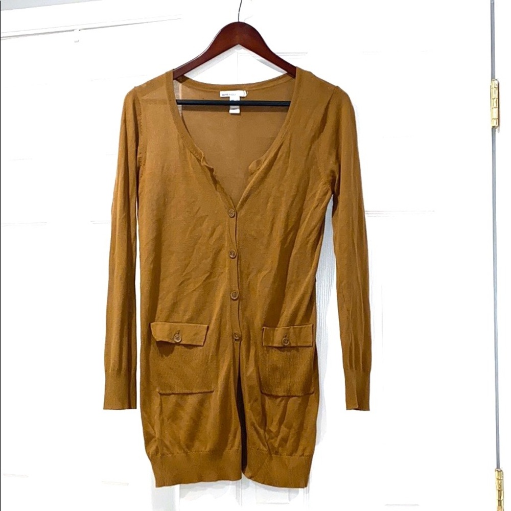 Mango Basics Womens Brown Mustard Long Cardigan